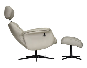 Maia Reclining Swivel Chair with Footstool Leather
