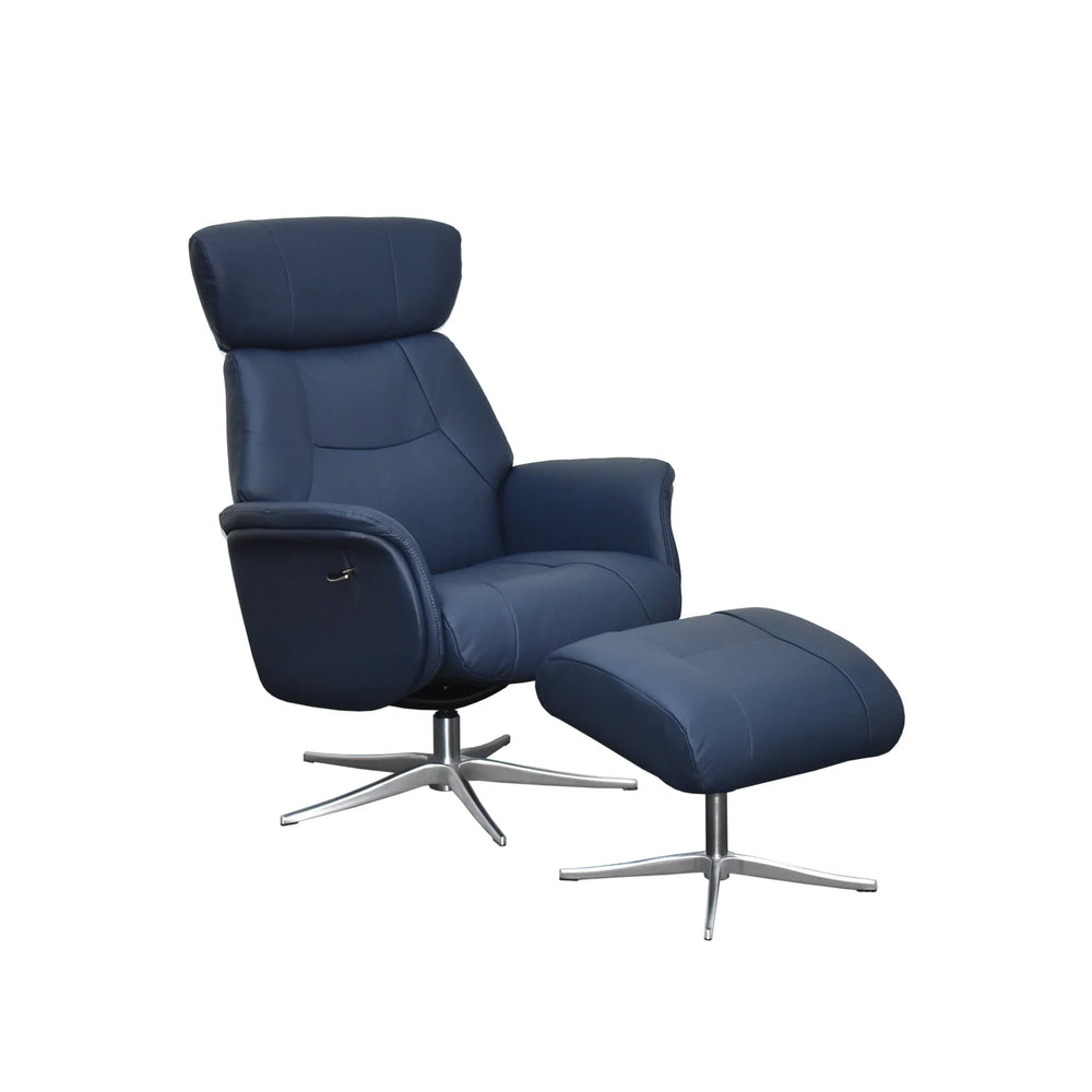Maia Reclining Swivel Chair with Footstool Leather