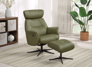 Maia Reclining Swivel Chair with Footstool Leather