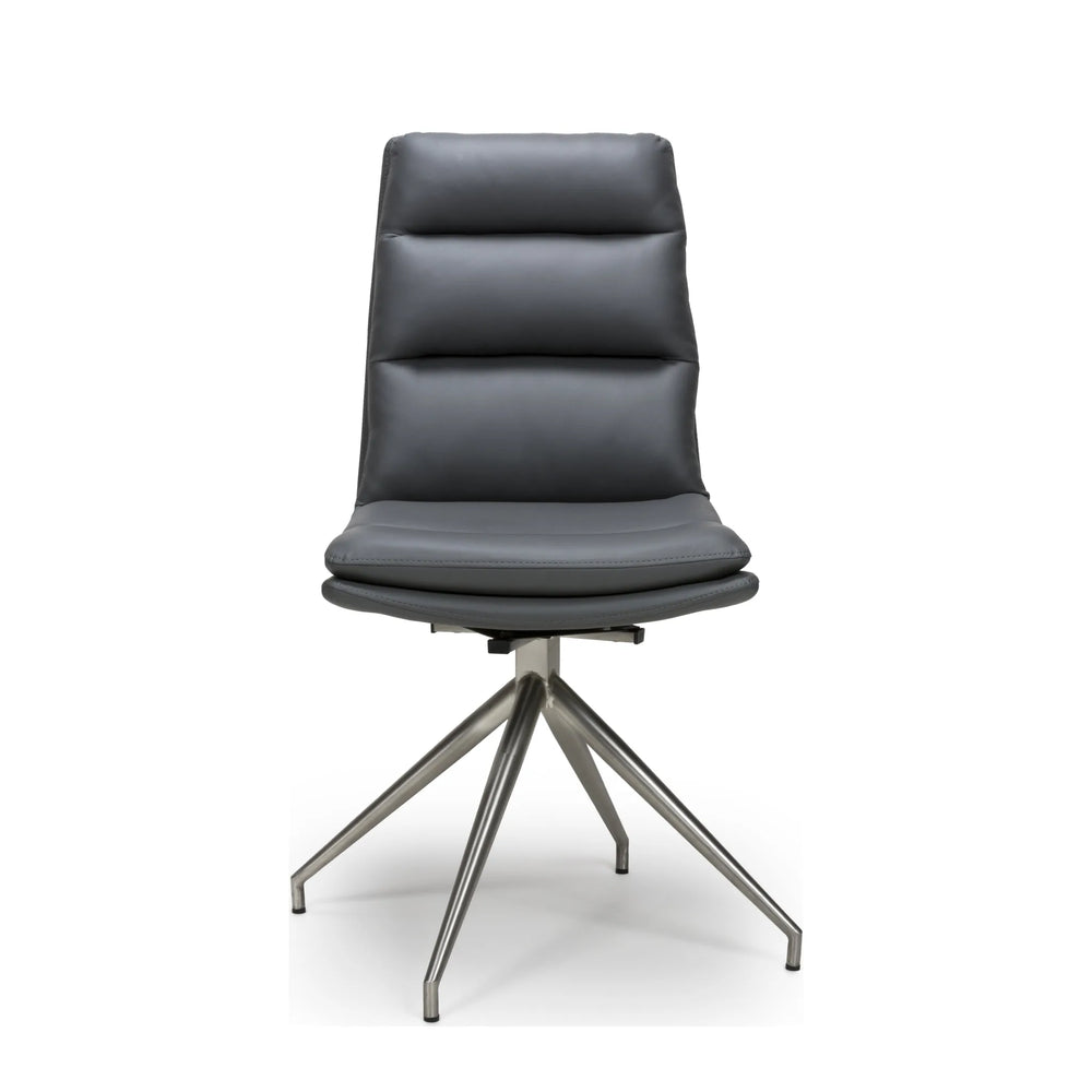 Nimo Swivel Dining Chair Grey - Brushed Steel Leg