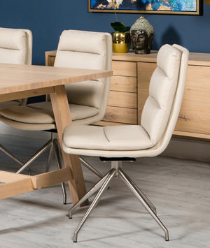 Nimo Swivel Dining Chair Taupe - Brushed Steel Leg