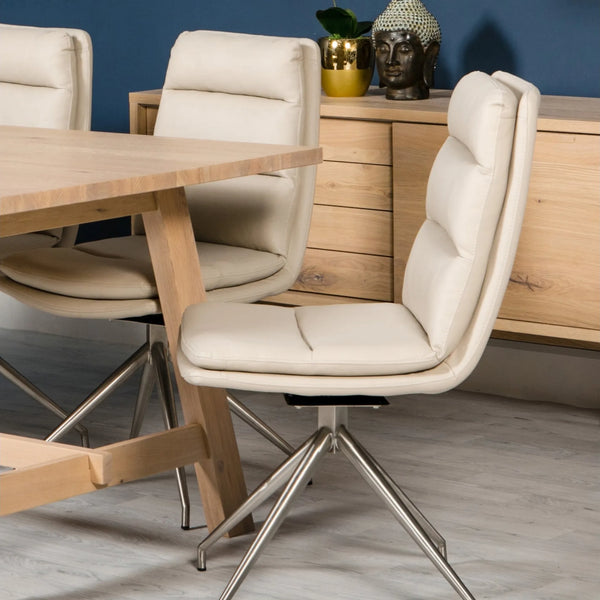 Nimo Swivel Dining Chair Taupe - Brushed Steel Leg