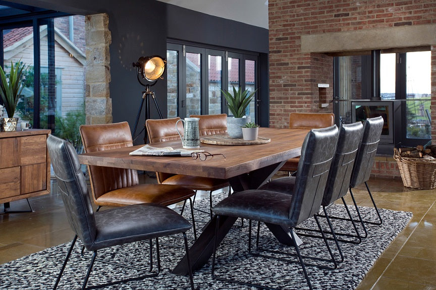 Saka 2.4m Oak Dining Table with Steel Base