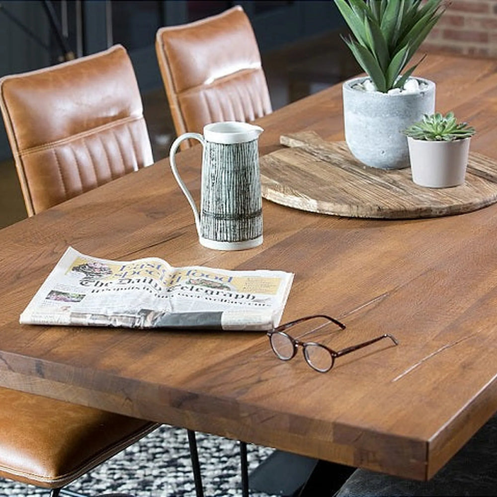 Saka 2m Oak Dining Table with Steel Base