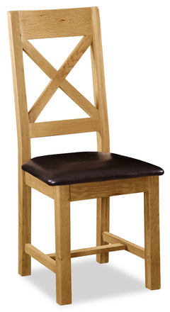 Salford Cross Back Dining Chair With Faux Leather Seat