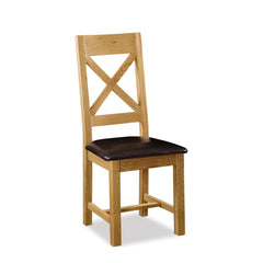 Salford Cross Back Dining Chair With Faux Leather Seat