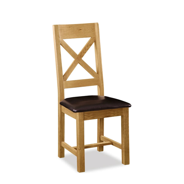 Salford Cross Back Dining Chair With Faux Leather Seat