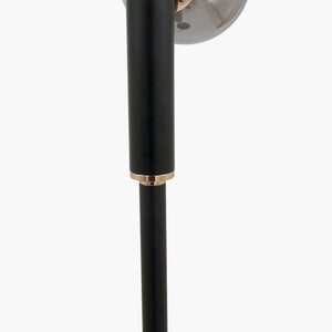 Black Metal & Smoke Glass Floor Lamp