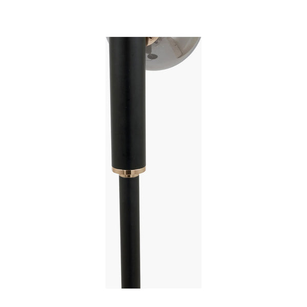 Black Metal & Smoke Glass Floor Lamp