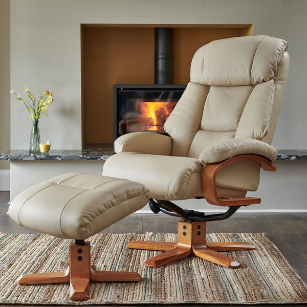 Napoli Reclining Swivel Chair with Footstool
