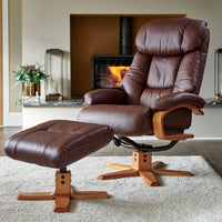 Napoli Reclining Swivel Chair with Footstool