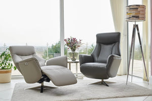 Hamley Leather Power Reclining Swivel Chair