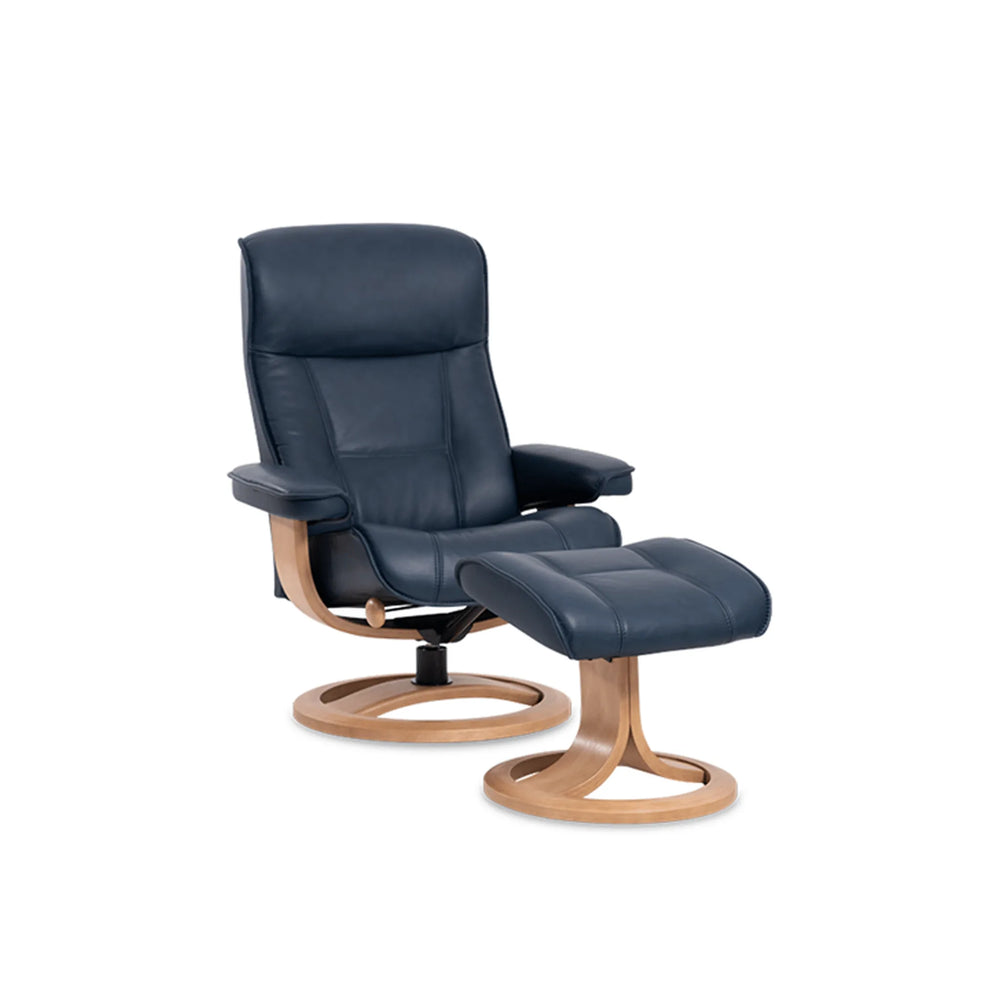 Nolan Scandinavian Recliner Leather Ring Base