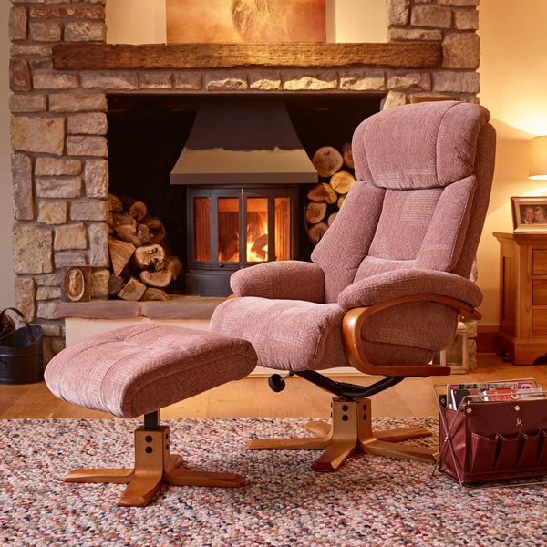 Napoli Reclining Swivel Chair with Footstool