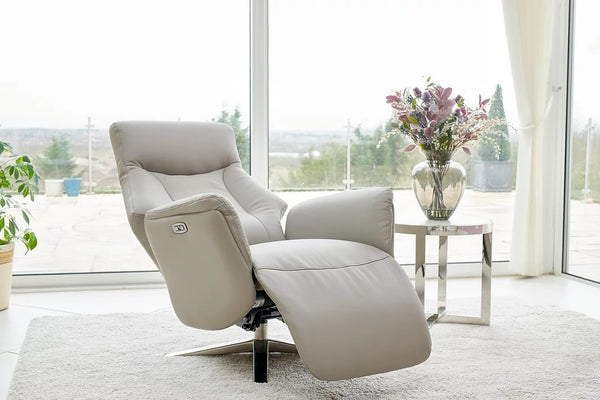 Hamley Leather Power Reclining Swivel Chair