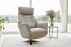 Hamley Leather Power Reclining Swivel Chair