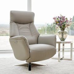 Hamley Leather Power Reclining Swivel Chair