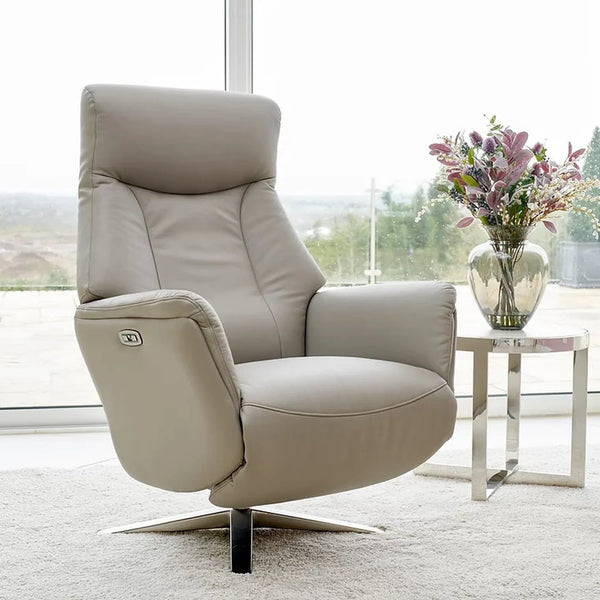 Hamley Leather Power Reclining Swivel Chair