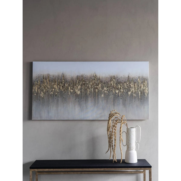 Abstract Golden Reeds Canvas Wall Art 150x75cm