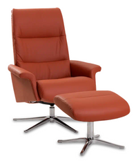 Saga Panelled Back Scandinavian Leather Recliner 2400