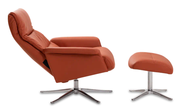 Saga Panelled Back Scandinavian Leather Recliner 2400