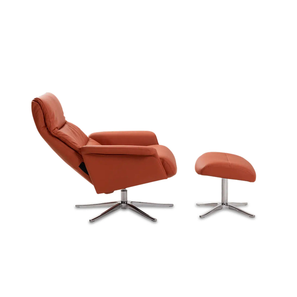 Saga Panelled Back Scandinavian Leather Recliner 2400