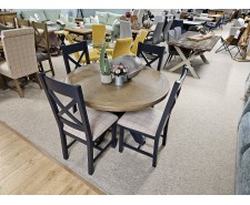 Clearance Hamilton Blue Large Round Dining Table Set
