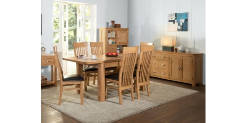 Tamworth Solid Oak / Oak Veneer 6' extension dining set (Extended) - Standard