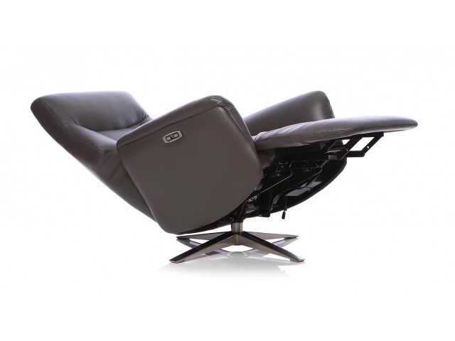 Hamley Leather Power Reclining Swivel Chair 