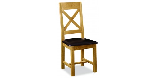Salford Cross Back Dining Chair With Faux Leather Seat