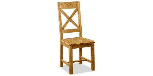 Salford Cross Back Dining Chair With Wooden Seat