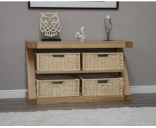 New York Solid Oak Basket Console Table