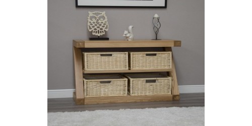 New York Solid Oak Basket Console Table
