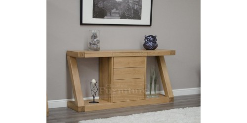 New York Solid Oak Console Table with Drawers