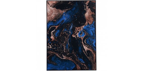 Blue, Black And Gold Marble Effect Glass Wall Art