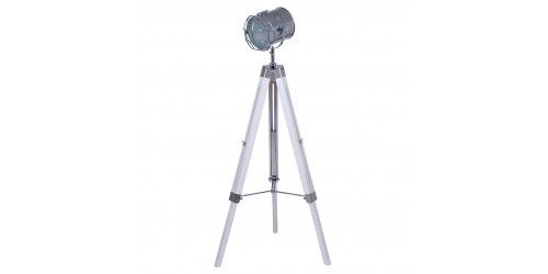 White Wash Tripod Floor Lamp with Chrome Detail
