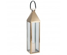 Shiny Gold Stainless Steel & Glass Large Lantern