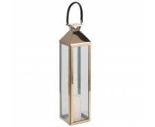 Shiny Gold Stainless Steel & Glass Medium Lantern
