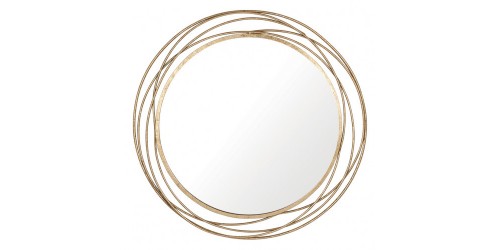 Antique Gold Metal Round Wall Mirror   