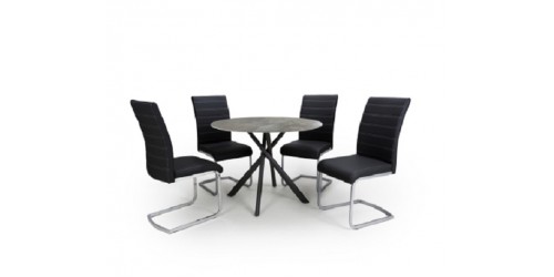 Aria Grey Table & Callie Black Dining Chair Set