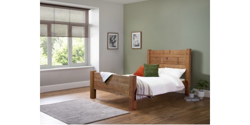 Newton 4ft6 Double Wooden Bed Frame - High Foot End