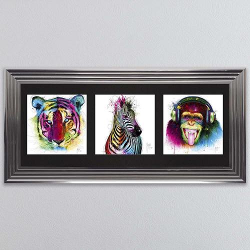  Animals Triptych Framed Wall Art 115x55cm 