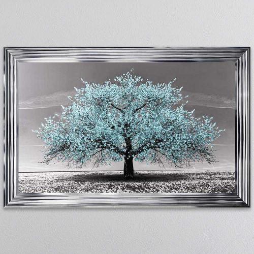   Teal Cherry Tree Framed Wall Art 114x74cm