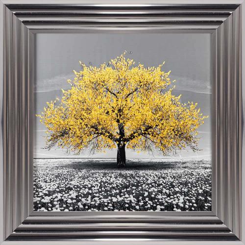  Yellow Cherry Tree Framed Wall Art 55x55cm     