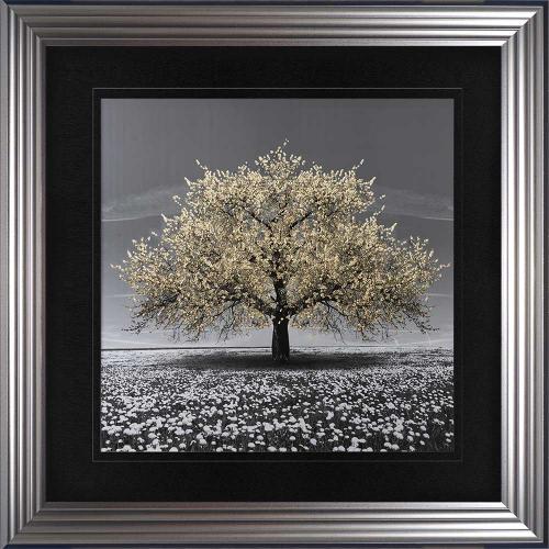   Champagne Cherry Tree Framed Wall Art 90x90cm  