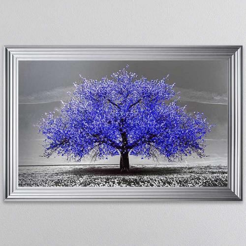      Navy Cherry Tree Framed Wall Art 114x74cm   