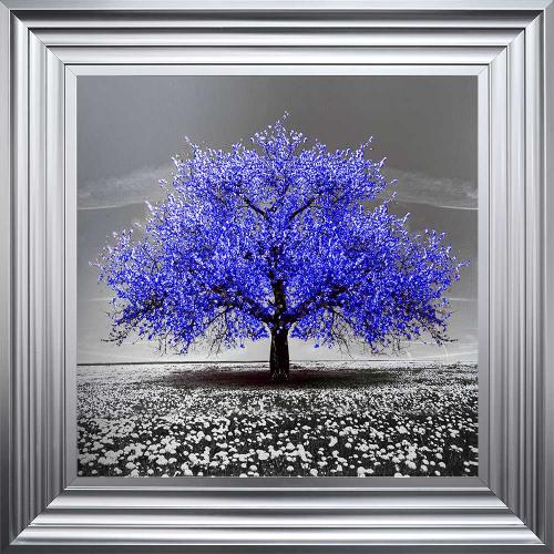   Navy Cherry Tree Framed Wall Art 55x55cm      
