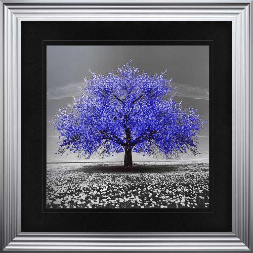    Navy Cherry Tree Framed Wall Art 90x90cm  