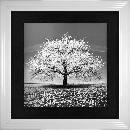    White Cherry Tree Framed Wall Art 90x90cm  