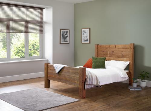 Newton 4ft Small Double Wooden Bed Frame - High Foot End